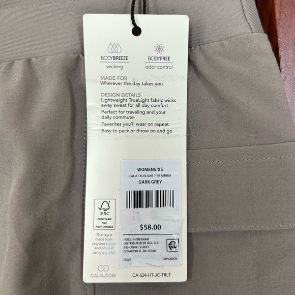 NEW CALIA by Carrie Underwood Women's 7” Mid Rise Bermuda Shorts Dark Grey - Picture 6 of 7